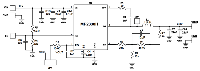 Schematic - Monolithic Power Systems (MPS) EV2330H-TL-00A Evaluation Board